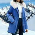 thumbnail image 1 of Women's Winter Parka Coats Soft Fleece Sherpa Lined Drawstring Snow Jacket With Hood Blue S, 1 of 7