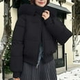 thumbnail image 1 of Women's Winter Parka with Fur Collar, Thickened Warm Puffer Style Cotton Coat, Thermal Short Jacket for Cold Weather, Classic Bomber Style Outerwear, Comfortable Casual Winter Jacket for Women Black, 1 of 5