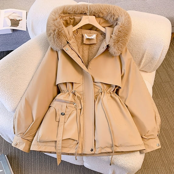 Women's Winter Parka Jacket with Faux Fur Hood, Warm and Stylish Waterproof Coat for Cold Weather