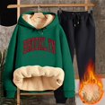 thumbnail image 1 of Women's Winter Pile Thickened Warm Solid Color Color Cardigan Sherbet Hooded Sweatshirt Jacket Pants Two Piece Set Dresses for Grandmother of The Bride Dressy Romper Women Snowsuit Womens Tall Snow, 1 of 8