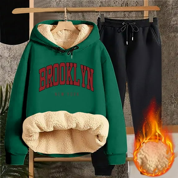 Women's Winter Pile Thickened Warm Solid Color Color Cardigan Sherbet Hooded Sweatshirt Jacket Pants Two Piece Set Dresses for Grandmother of The Bride Dressy Romper Women Snowsuit Womens Tall Snow