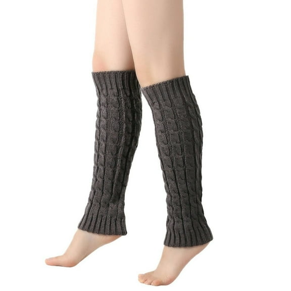 Women's Winter Piled Socks, Eight-character Twisted Knitted Coarse Wool Socks, Slouchy Boot Cuffs, Dark Gray