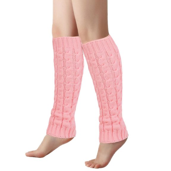 Women's Winter Piled Socks, Eight-character Twisted Knitted Coarse Wool Socks, Slouchy Boot Cuffs, Pink