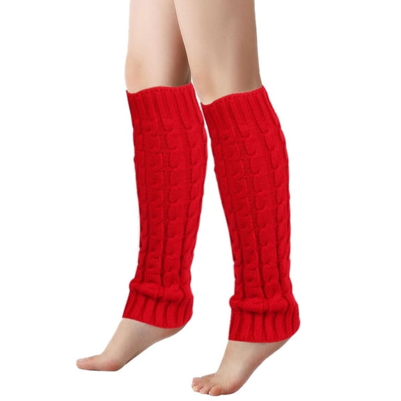 Women's Winter Piled Socks, Eight-character Twisted Knitted Coarse Wool Socks, Slouchy Boot Cuffs, Red