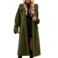 thumbnail image 1 of Women's Winter Plus Size Trench Coat Long Sleeve Plush Coat Color: Army Green Size: L, 1 of 5