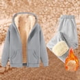 thumbnail image 1 of Women's Winter Plus Velvet Thickened Sweatshirt Sweatpants Hooded Zipper Sweatshirt Suit Tuxedo Pants for Women plus Size Pant Suits for Wedding Guest Snow Overalls Women Misses Jumpsuits Two Piece, 1 of 2