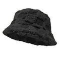 thumbnail image 1 of Women's Winter Plush Fluffy Bucket Hat Warm Faux Fur Lining Cozy Wide Brim Cap Check Black, 1 of 5
