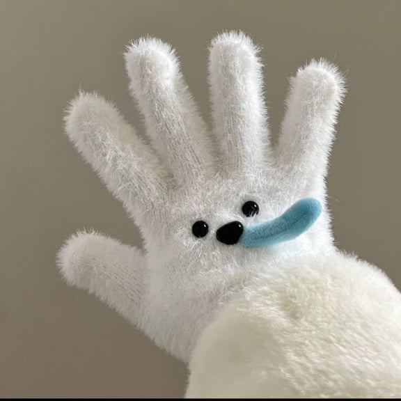 Women's Winter Plush Gloves - Cute Puppy Bubble Design, Full-Finger Dexterity & Warm Soft Fabric