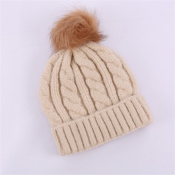 Women's Winter Pompom Beanie Hat Warm Fleece Lined Thick Slouchy Snow Cable Knit Skull Ski Cuffed Caps