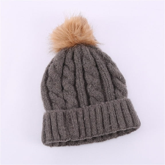 Women's Winter Pompom Beanie Hat Warm Fleece Lined Thick Slouchy Snow Cable Knit Skull Ski Cuffed Caps