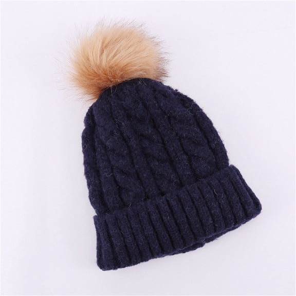 Women's Winter Pompom Beanie Hat Warm Fleece Lined Thick Slouchy Snow Cable Knit Skull Ski Cuffed Caps