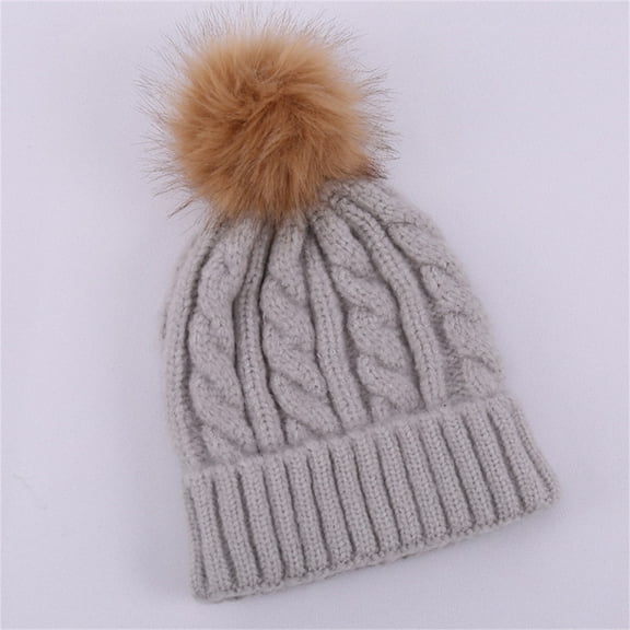 Women's Winter Pompom Beanie Hat Warm Fleece Lined Thick Slouchy Snow Cable Knit Skull Ski Cuffed Caps