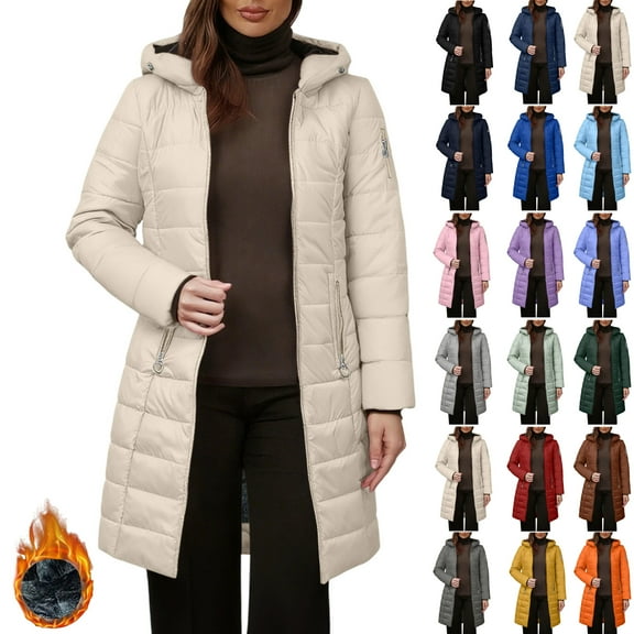 Women's Winter Puffer Coat Thicken Fleece Lined Down Jacket Waterproof Fashion Padded Jacket Coat Gifts Christmas Gift (Available in Plus Size)