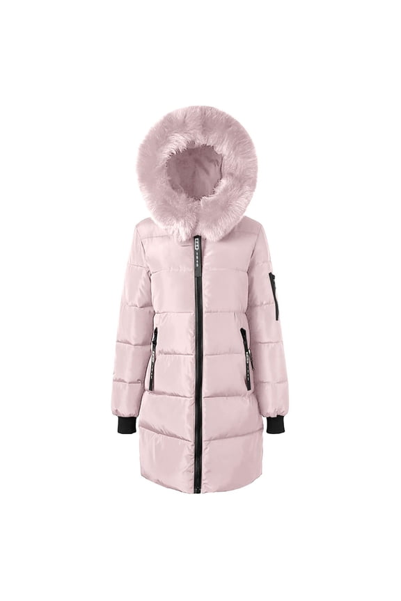 Women's Winter Puffer Coat Windproof Long Warm down Jackets Thicken Zip up Hooded Outerwear with Pockets New Women Plus Size Light Raincoat Pinky S