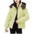 thumbnail image 1 of Women's Winter Puffer Hooded Coat Zip-up Thick Fleece Warm Jacket Oversized Winter Long Sleeve Outerwear Color Block Coats, 1 of 7