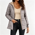 thumbnail image 1 of Women's Winter Puffer Jacket Hooded Fleece Lined Zip Up Mid-Length Quilted Coat Loose Fit Outerwear with Pockets for Work Daily Wear Fall Winter, 1 of 1