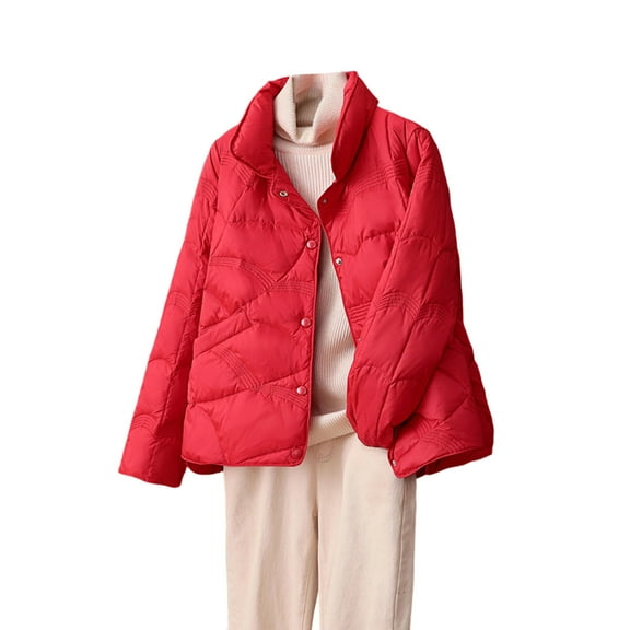 Women's Winter Puffer Jacket Oversized Zip Up Long Quilted Coats Lightweight Stand Collar Padded Jackets