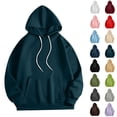thumbnail image 1 of Women's Winter Pullover Hoodie with Kangaroo Pocket and Drawstring - Casual Loungewear Top Blue L, 1 of 7