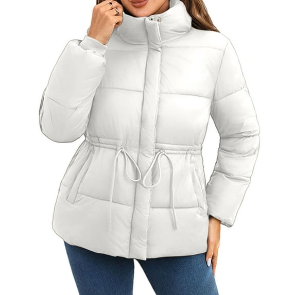 Women's Winter Quilted Hooded Casual Full Zip Long Sleeve Jacket