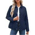 thumbnail image 1 of Women's Winter Quilted Jacket Lightweight Long Sleeve Button Down Diamond Puffer Outerwear Coat with Pockets, 1 of 7