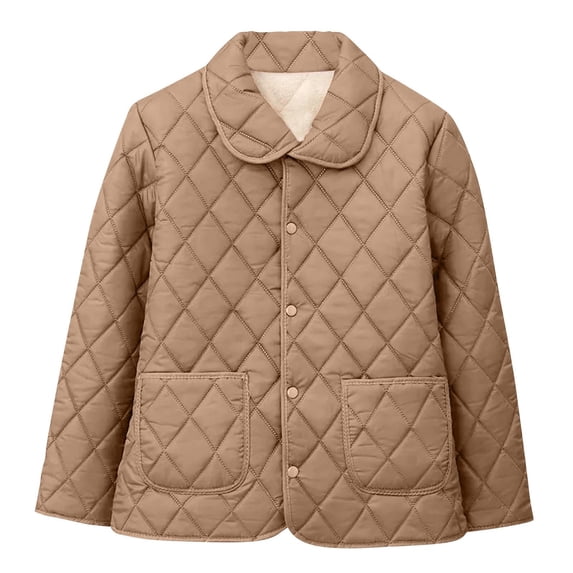 Women's Winter Quilted Jacket Snap Button Long Sleeve Diamond Puffer Coat Lightweight Open Front Cardigan