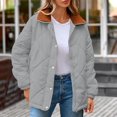 thumbnail image 1 of Women's Winter Quilted Jacket - Thickened Long Sleeve Button Down, Warm Insulated Casual Coat for Everyday Wear & Commute Gray L, 1 of 9