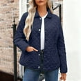 thumbnail image 1 of Women's Winter Quilted Jackets Lightweight Long Sleeve Button down Puffer Coats Outerwear with Pockets New Windbreaker Jacket Women Navy XXL, 1 of 7