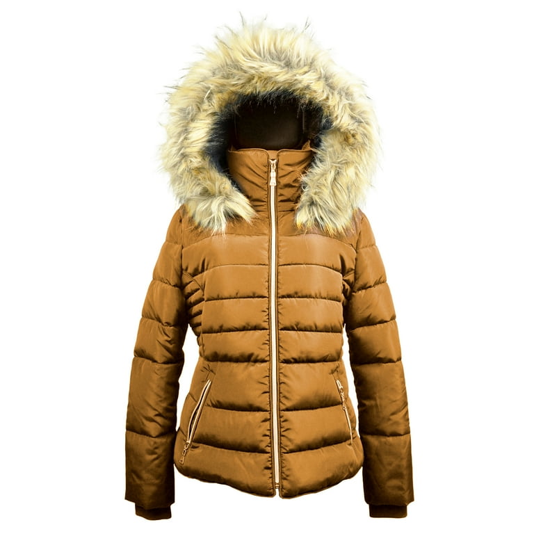 Detachable faux fur hooded padded hotsell puffer jacket