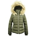 thumbnail image 1 of Women's Winter Quilted Puffer Coat Fleece Lined Warm Jacket with Removable Faux Fur Hood and Zipper, 1 of 3