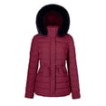 thumbnail image 1 of Women’s Winter Quilted Puffer Coat Fleece Lined Warm Winter Jacket with Removable Faux Fur Hood, 1 of 2