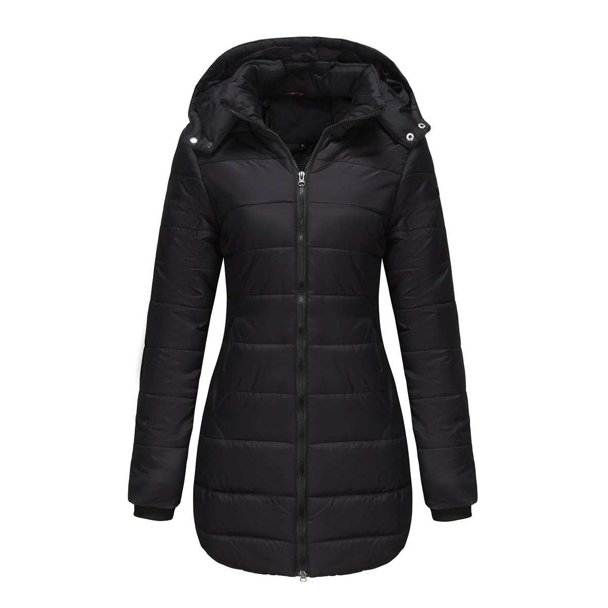 Women's Winter Quilted Puffer Mid-length Coat Jacket with Removable ...