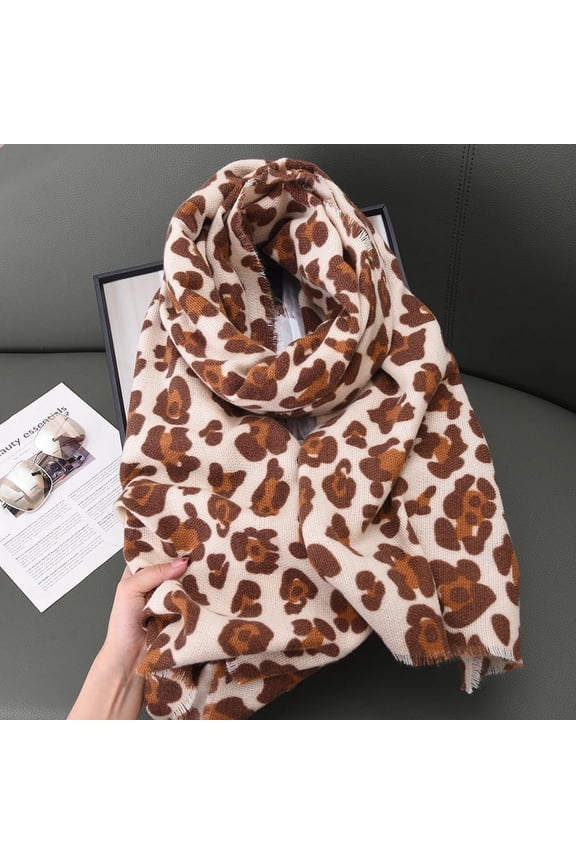 Women's Winter Scarf Shawl Wrap - Soft Warm Leopard Print Blanket Scarf, Polyester, Cozy & Stylish