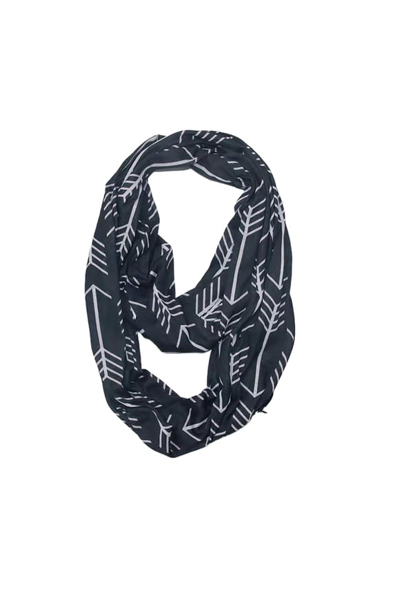 Women's Winter Scarf with Zipper Pocket, Fleece Lined Infinity Loop Scarf, Secure Storage for Phone, Keys, Cards. Black 1PC