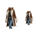 thumbnail image 1 of Women's Winter Sherpa Lined Denim Coat, Long Trench Jacket, Plus Size Fashion Overcoat, Distressed Button-Down Casual Outerwear, 1 of 5