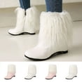 thumbnail image 1 of Women's Winter Short Ankle Boots, Furry Side Zipper, Solid Color Round Toe, Cozy Casual Footwear for Indoor and Outdoor Use, 1 of 8