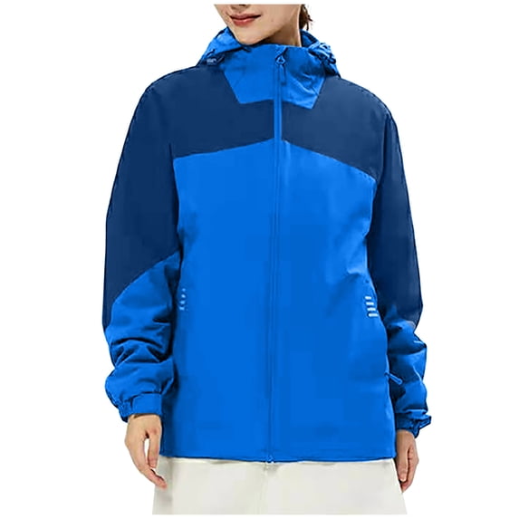 Women's Winter Ski Jacket Warm Fleece Liner Rain Coat Shell Jacket Waterproofs Windproof Snow Coats with Hooded Windproof Raincoat Jacket 2024 Blue xl