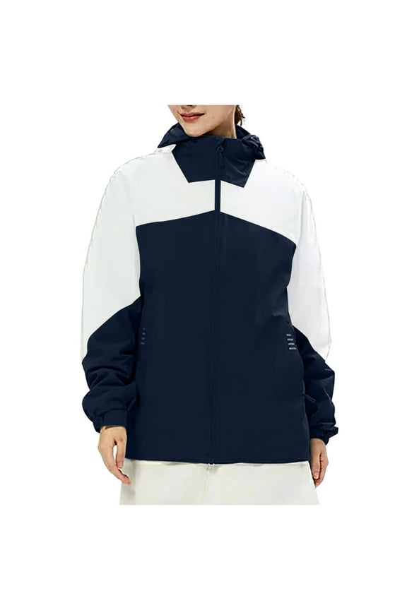 Women's Winter Ski Jacket Warm Fleece Liner Rain Coat Shell Jacket Waterproofs Windproof Snow Coats with Hooded Windproof Raincoat Jacket 2024 Navy l