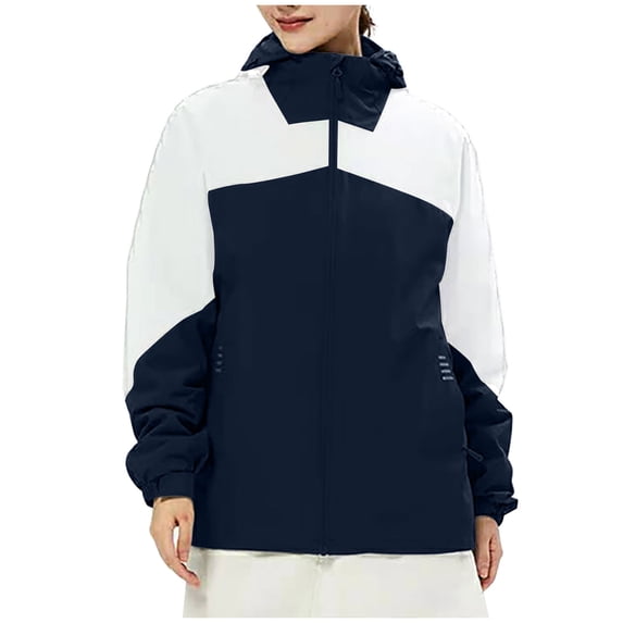 Women's Winter Ski Jacket Warm Fleece Liner Rain Coat Shell Jacket Waterproofs Windproof Snow Coats with Hooded Windproof Raincoat Jacket 2024 Navy s