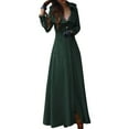 thumbnail image 1 of Women's Winter Slim Trench Coat - Lapel Long Overcoat Casual Outwear, Dark Green, M, 1 of 4