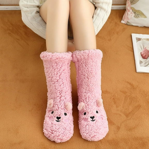 Women's Winter Slipper Socks Soft Warm Cozy Fuzzy Fleece-lined Slipper Socks