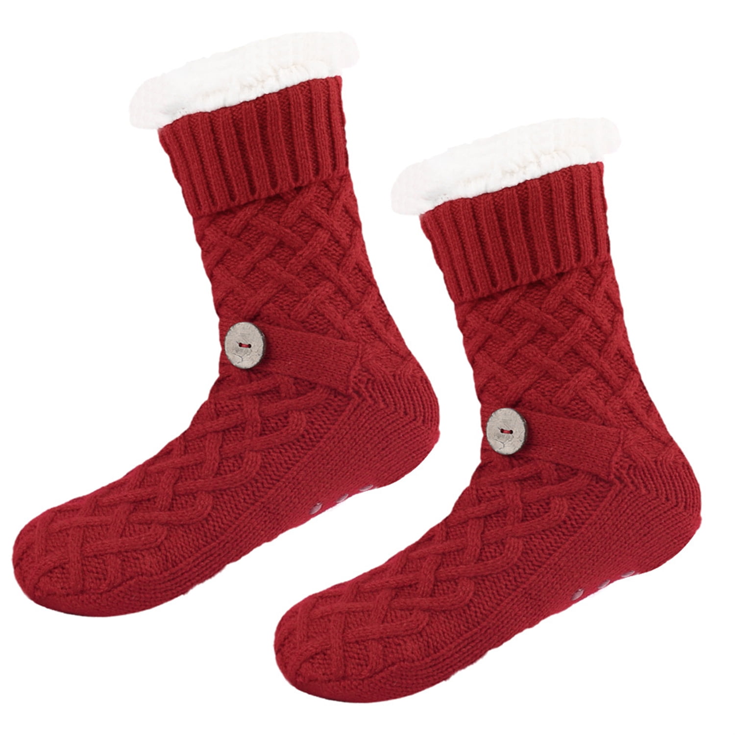 Women's Winter Slipper Socks Warm Cozy Fuzzy Fleece-lined Socks with ...
