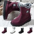 thumbnail image 1 of Women's Winter Snow Boots Fleece Lined Mid Calf Round Toe Water Resistant Boots Anti-Slip Rubber Sole Side Zipper Flat Warm Outdoor Boots for Fall Winter Daily Wear, 1 of 6