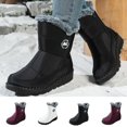 thumbnail image 1 of Women's Winter Snow Boots Fleece Lined Mid Calf Round Toe Water Resistant Boots Anti-Slip Rubber Sole Side Zipper Flat Warm Outdoor Boots for Fall Winter Daily Wear, 1 of 7