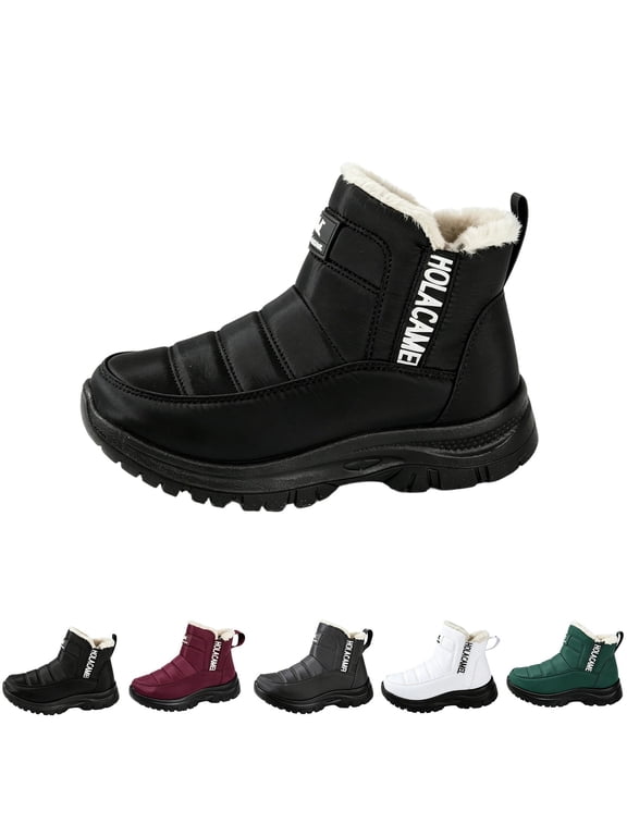 Women's Winter Snow Boots High Top Slip On Thick Fleece Lined Warm Ankle Boots Soft Sole Anti-Slip Outdoor Winter Ankle Boots for Fall Winter Outdoor Daily Wear