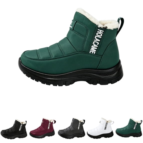 Women's Winter Snow Boots High Top Slip On Thick Fleece Lined Warm Ankle Boots Soft Sole Anti-Slip Outdoor Winter Ankle Boots for Fall Winter Outdoor Daily Wear