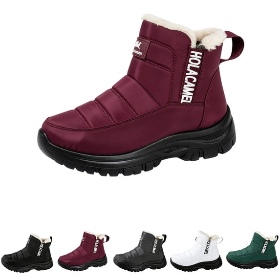 Women's Winter Snow Boots High Top Slip On Thick Fleece Lined Warm Ankle Boots Soft Sole Anti-Slip Outdoor Winter Ankle Boots for Fall Winter Outdoor Daily Wear