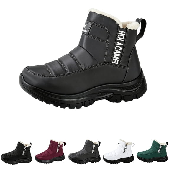 Women's Winter Snow Boots High Top Slip On Thick Fleece Lined Warm Ankle Boots Soft Sole Anti-Slip Outdoor Winter Ankle Boots for Fall Winter Outdoor Daily Wear