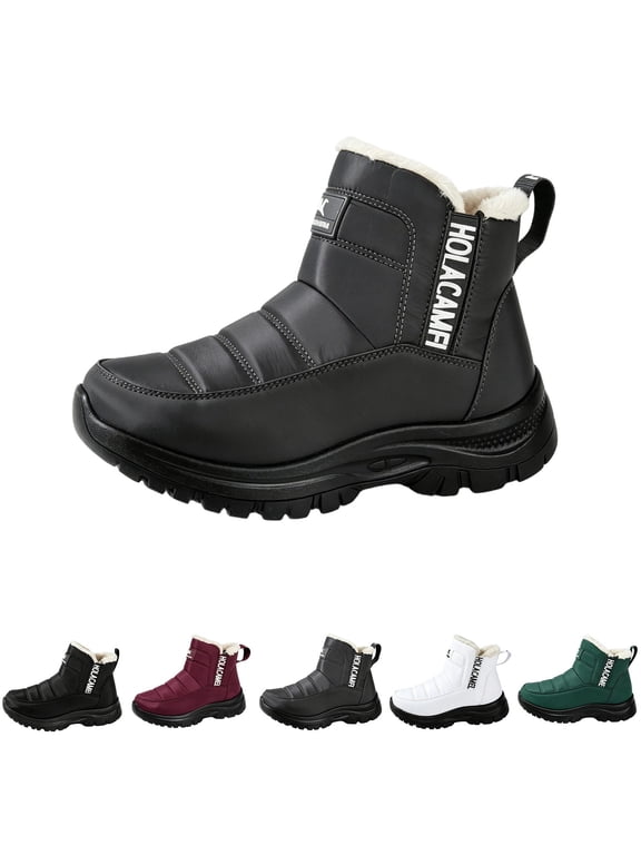 Women's Winter Snow Boots High Top Slip On Thick Fleece Lined Warm Ankle Boots Soft Sole Anti-Slip Outdoor Winter Ankle Boots for Fall Winter Outdoor Daily Wear