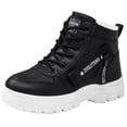 thumbnail image 1 of Women's Winter Snow Boots Letter Print Faux furry Lined Waterproof Lace-Up Mid-Calf Warm Boots, 1 of 4