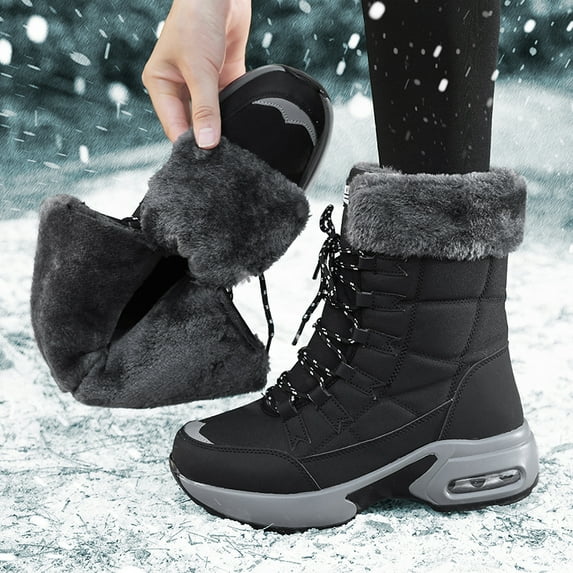 Women's Winter Snow Boots Lightweight Warm Faux Fur Lined Mid-Calf Booties
